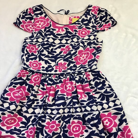 Anthropologie Maeve Peralta Bird Floral Dress w/ Pockets in Pink & Blue, Size 4 - Picture 12 of 15